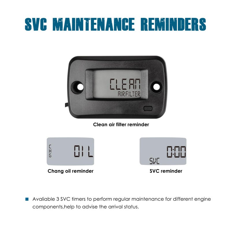 Runleader Digital Self Powered Tach/Hour Meter,Maintenance Interval Time,RPM Alert for Riding Lawn Tractor Generator Compressor Outboards Motor Jetski Chainsaws Dirtbike Scooter. - Image 4